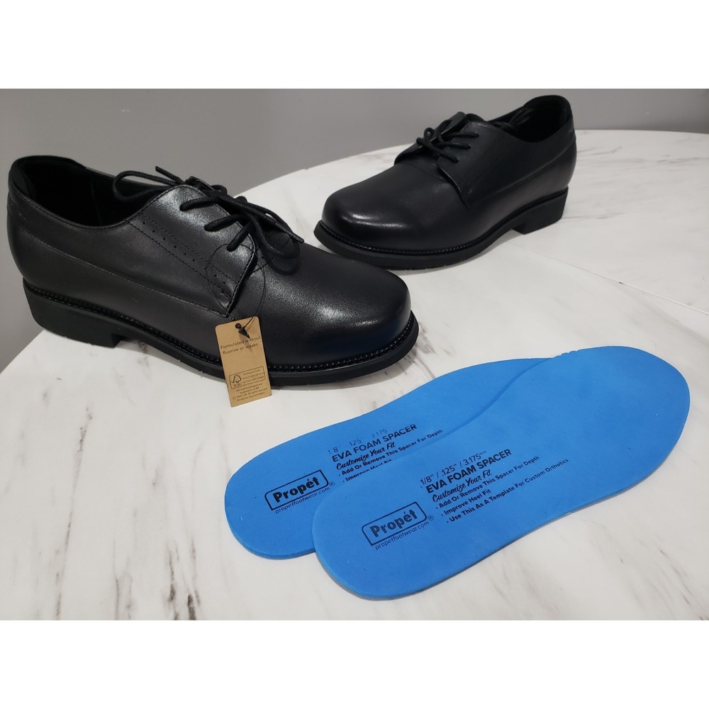 NEW‎ SIZE 7 4E XTRA WIDE Propet Hazel Leather Lace Up Oxford Shoes Black Womans